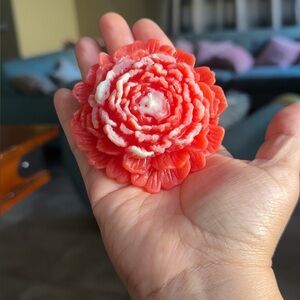 Handcrafted Red Flower candle